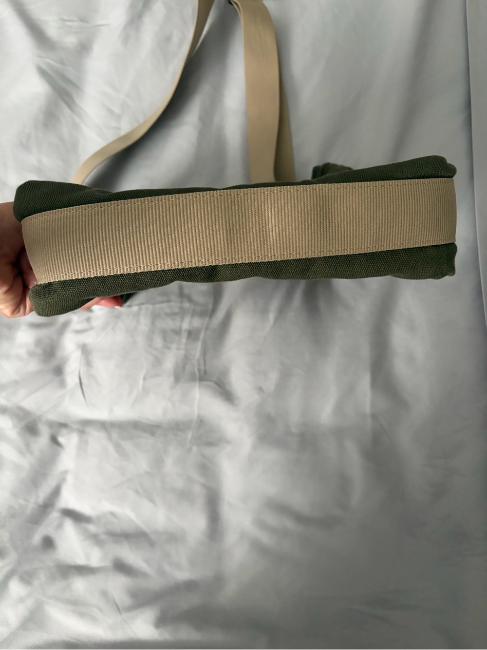 Dooney & Bourke Olive Canvas Crossbody with Cream Strap and Tan Trim - Picture 4 of 4